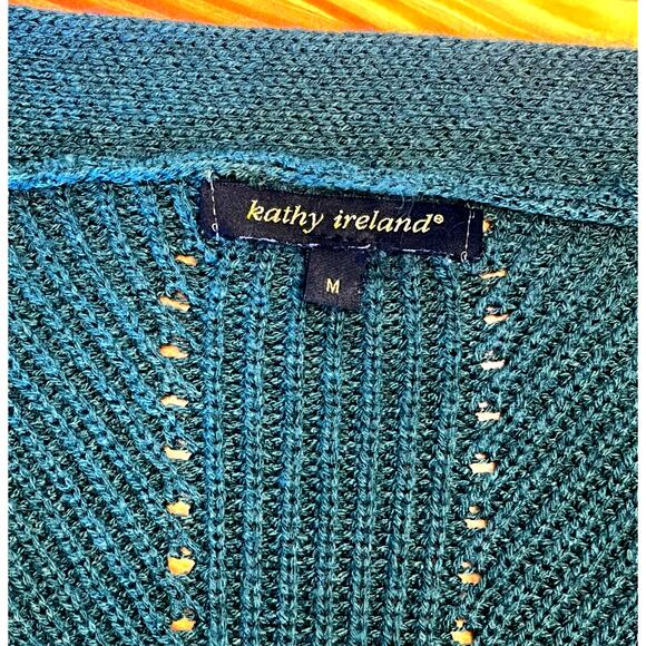 KATHY IRELAND Emerald Green Cardigan Sweater (St Patrick's Day), Size M - Picture 2 of 4